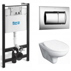 Унитаз подвесной ROCA Pack Mateo 35x52 см, в комплекте с инсталляцией и сиденьем