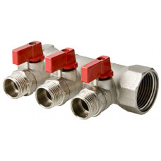 Коллектор с отсекающими кранами 3 выхода 1x1/2 VALTEC Коллектор с отсекающими кранами 3 выхода 1x1/2 VALTEC